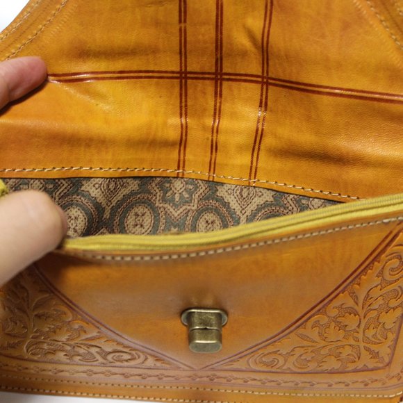 Moroccan Handmade Leather Wallet Wristlets Clutch - Picture 4 of 6
